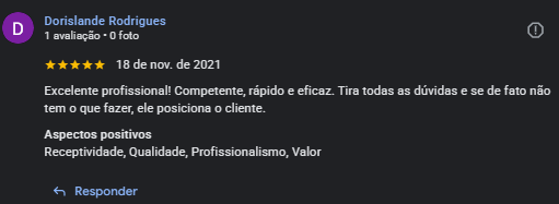 Avaliação de cliente no Google