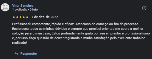 Avaliação de cliente no Google