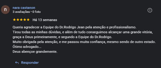 Avaliação de cliente no Google